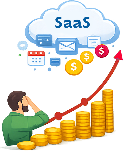 illustration SaaS versus custom software costs