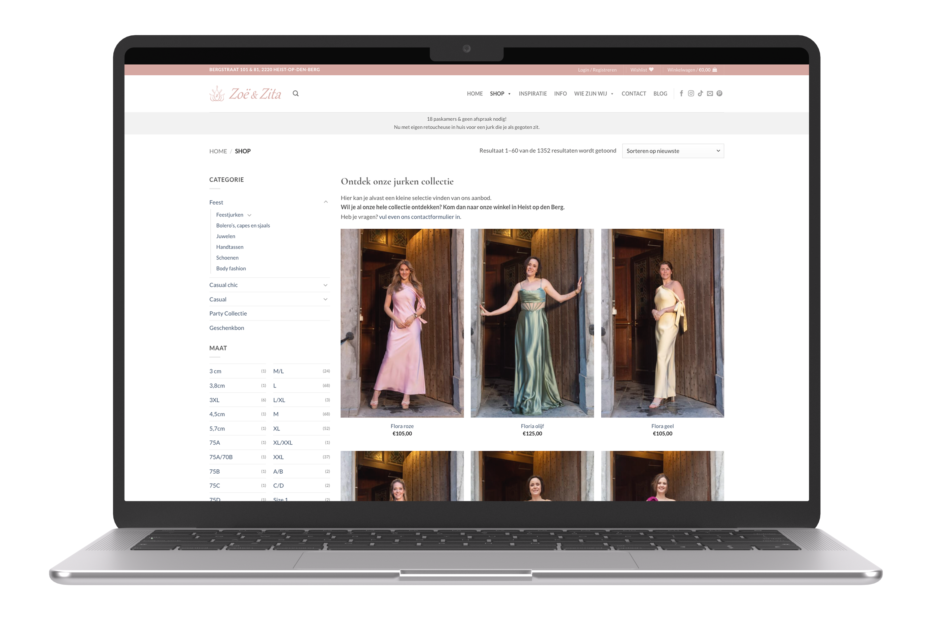 mockup of Zoë & Zita Website
