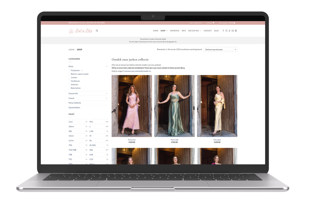 mockup of Zoë & Zita Webshop